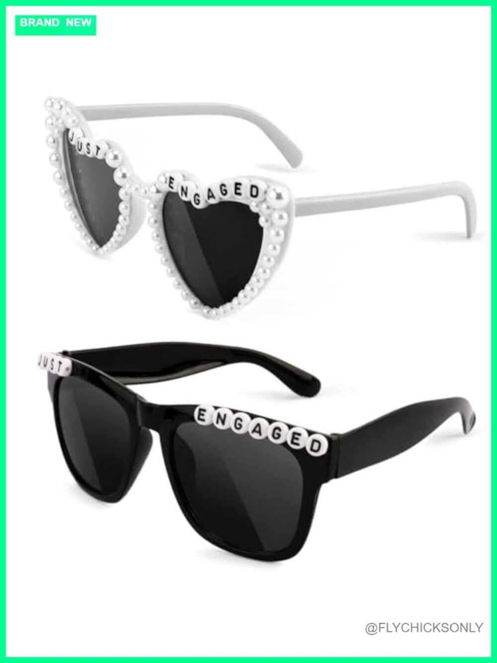 Just Engaged Sunglasses Set Engagement Party Photo Prop Heart Frames